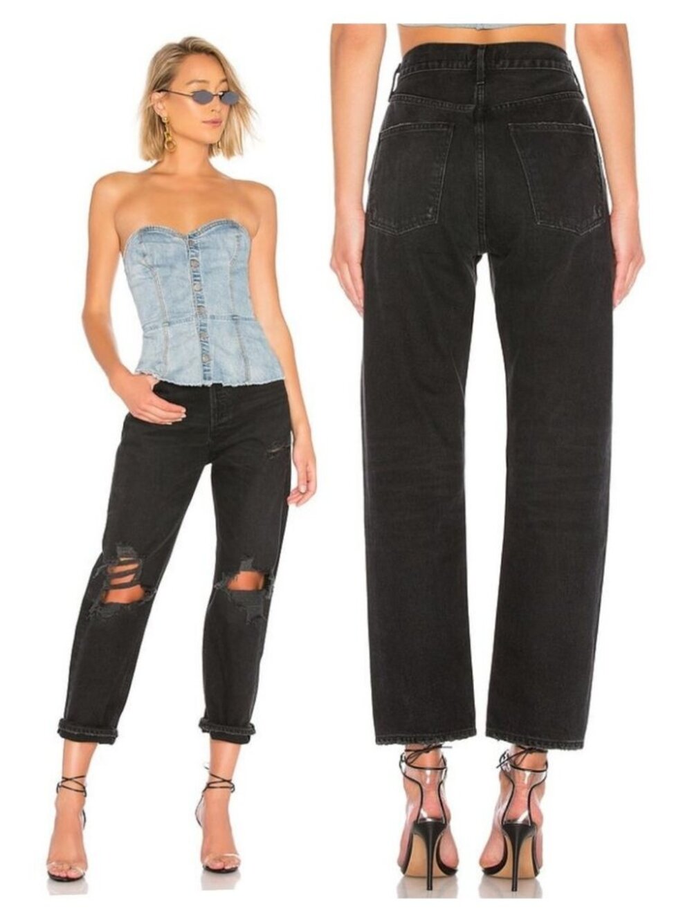AGOLDE 90's Mid Rise Loose Fit Jean in Audio Washed Black Size 24 Made in USA